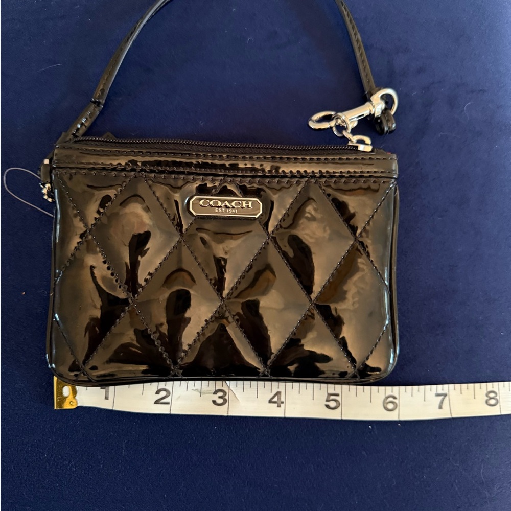 Coach Black Quilted Wristlet with Glossy Finish